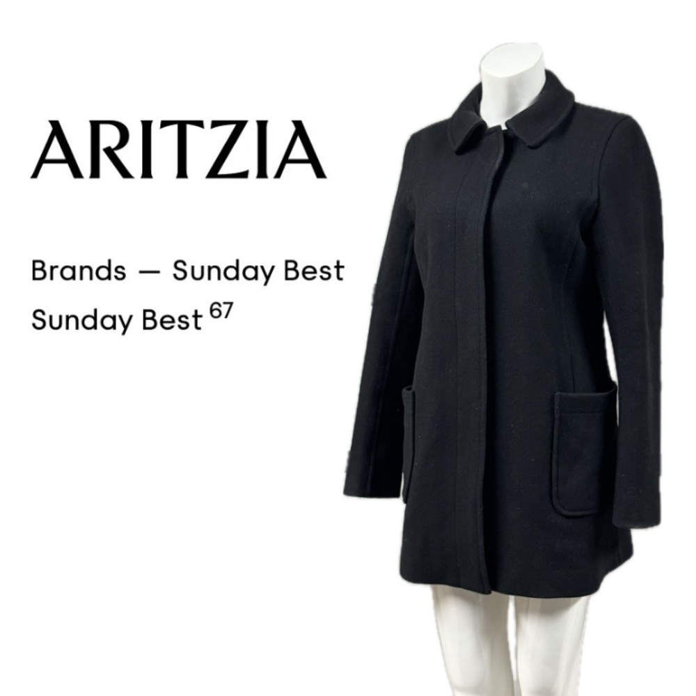 𝗔𝗿𝗶𝘁𝘇𝗶𝗮 𝗦𝗨𝗡𝗗𝗔𝗬 𝗕𝗘𝗦𝗧 Black Wool-Blend Coat | Minimal Tailored Peacoat